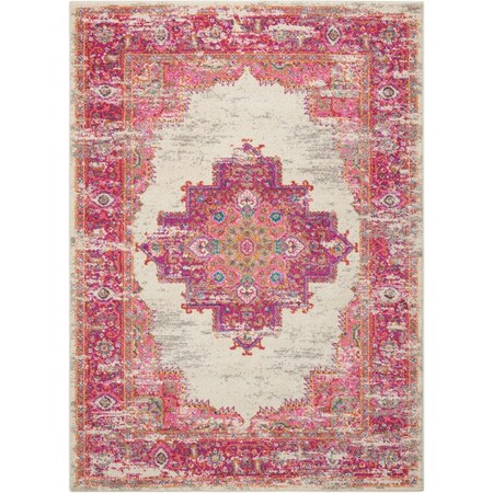 Homeroots 4 x 6 ft. Ivory & Fuchsia Distressed Area Rug 385321